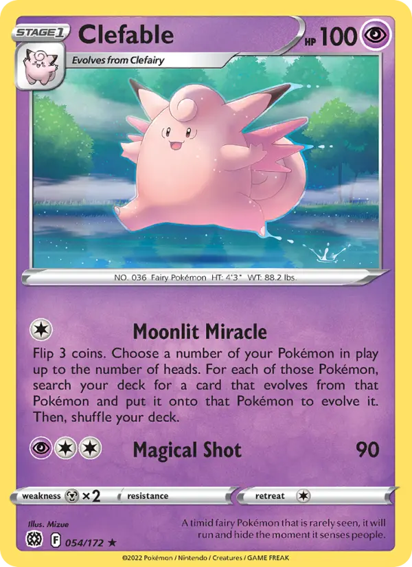 Clefable Rare Pokemon card #054 from Brilliant Stars
