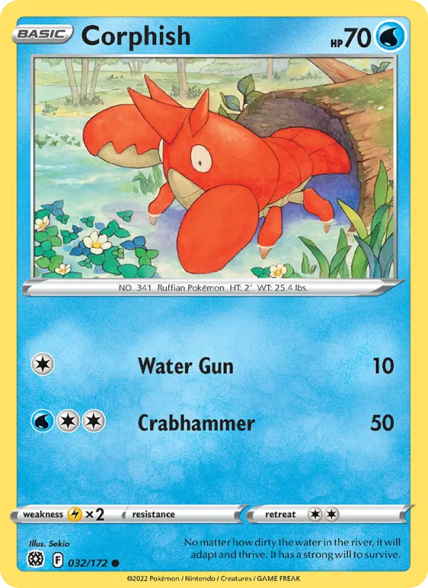 Corphish Common Pokemon card #032 from Brilliant Stars