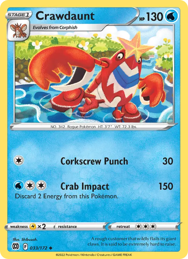 Crawdaunt Uncommon Pokemon card #033 from Brilliant Stars