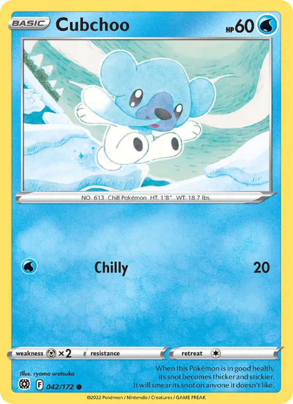 Cubchoo Common Pokemon card #042 from Brilliant Stars