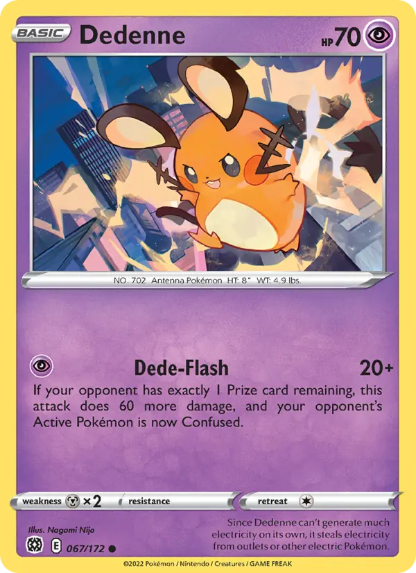 Dedenne Common Pokemon card #067 from Brilliant Stars
