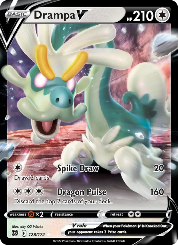 Drampa V Holo Rare V Pokemon card #128 from Brilliant Stars