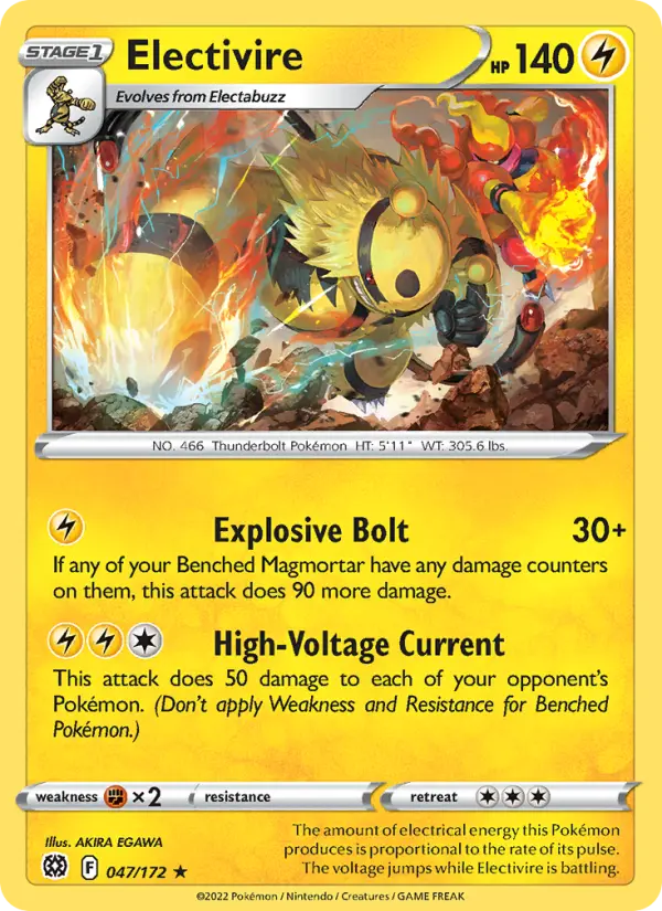 Electivire Rare Pokemon card #047 from Brilliant Stars