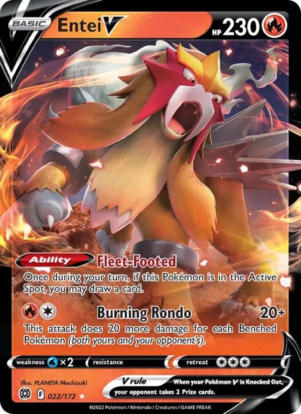 Entei V Holo Rare V Pokemon card #022 from Brilliant Stars