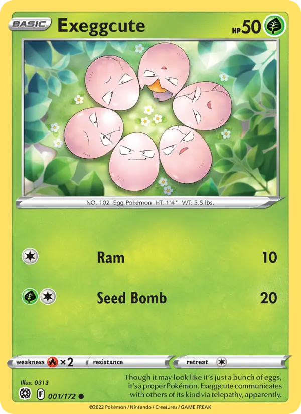 Exeggcute Common Pokemon card #001 from Brilliant Stars