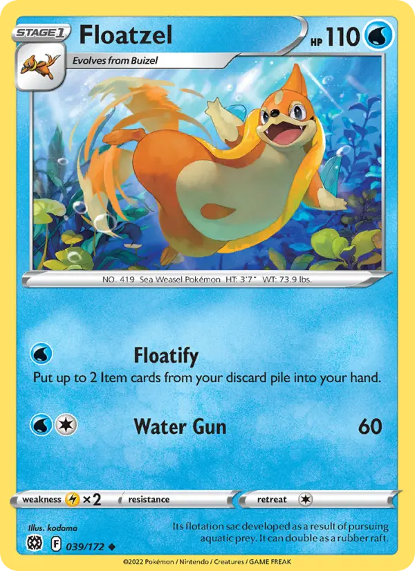 Floatzel Uncommon Pokemon card #039 from Brilliant Stars