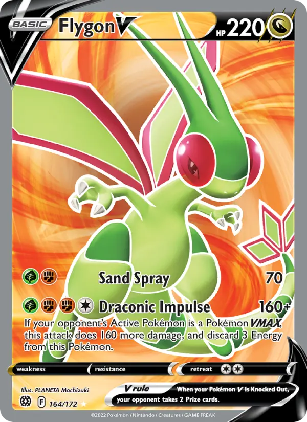 Flygon V Ultra Rare Pokemon card #164 from Brilliant Stars