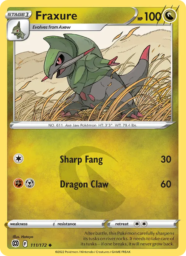 Fraxure Uncommon Pokemon card #111 from Brilliant Stars