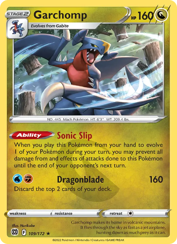 Garchomp Holo Rare Pokemon card #109 from Brilliant Stars