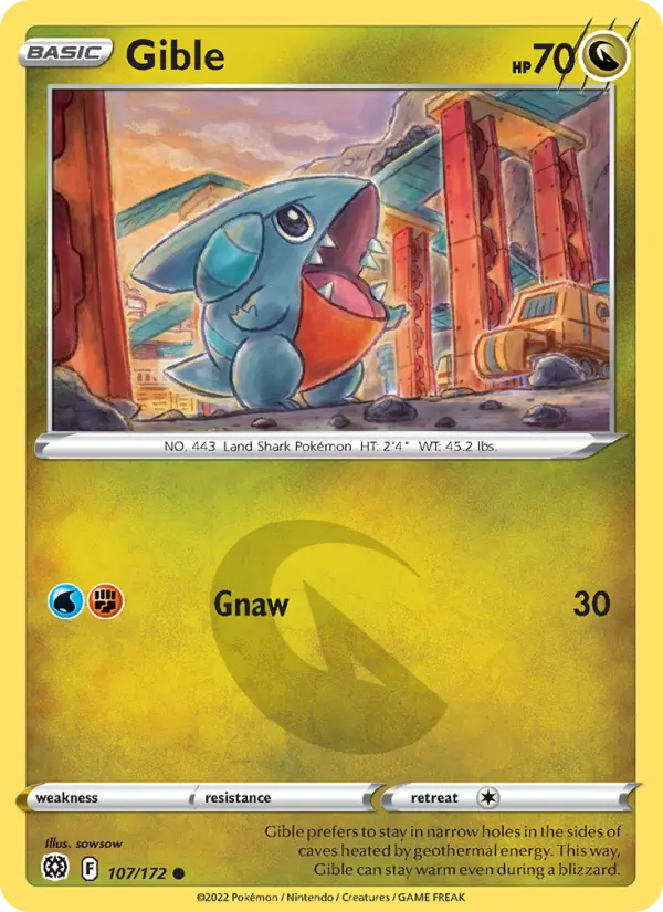 Gible Common Pokemon card #107 from Brilliant Stars