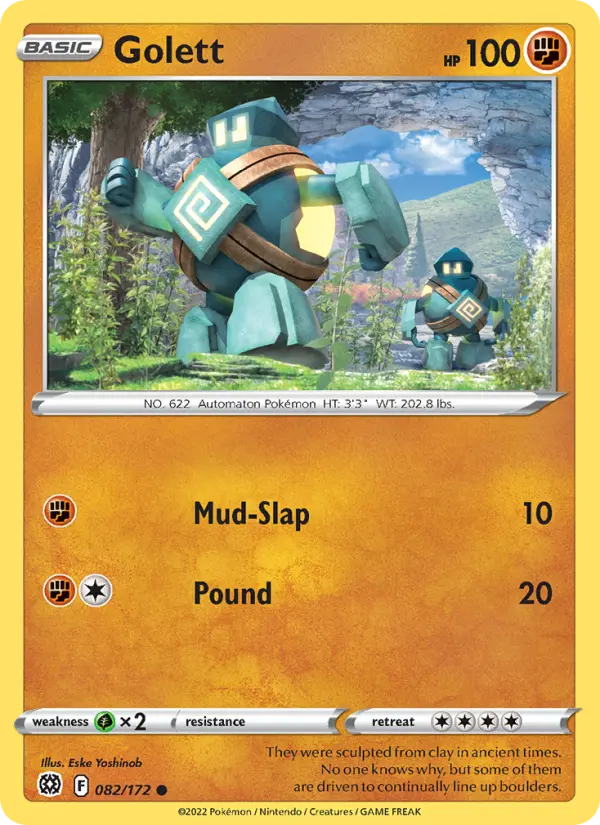 Golett Common Pokemon card #082 from Brilliant Stars