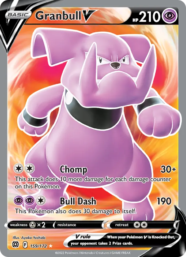 Granbull V Ultra Rare Pokemon card #159 from Brilliant Stars