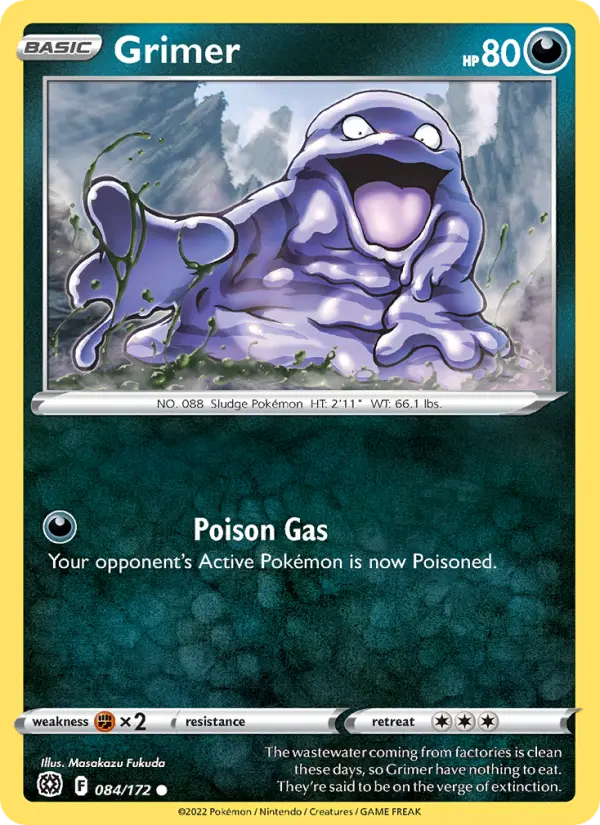 Grimer Common Pokemon card #084 from Brilliant Stars