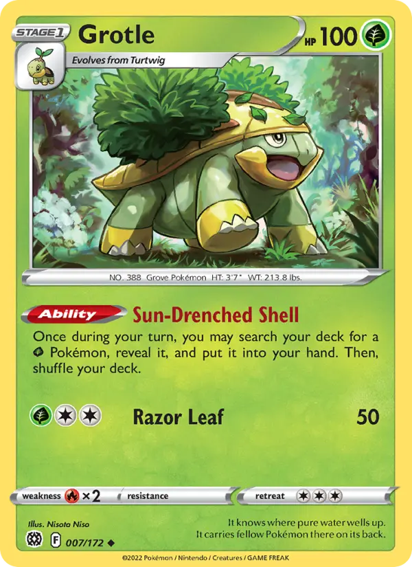 Grotle Uncommon Pokemon card #007 from Brilliant Stars