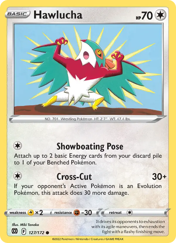 Hawlucha Common Pokemon card #127 from Brilliant Stars