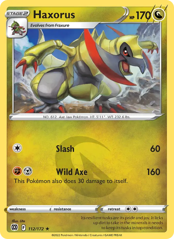 Haxorus Rare Pokemon card #112 from Brilliant Stars
