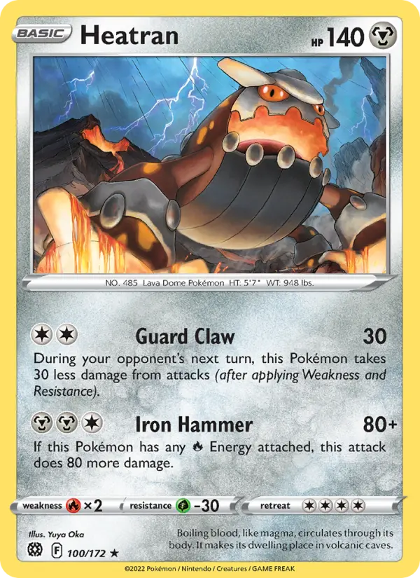 Heatran Rare Pokemon card #100 from Brilliant Stars