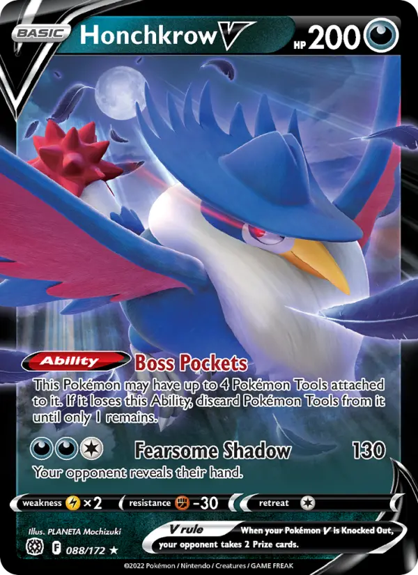 Honchkrow V Holo Rare V Pokemon card #088 from Brilliant Stars