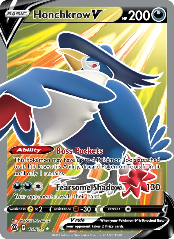 Honchkrow V Ultra Rare Pokemon card #161 from Brilliant Stars