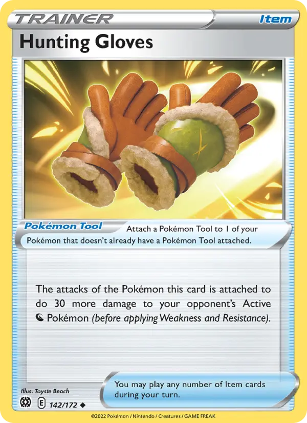 Hunting Gloves Uncommon Pokemon card #142 from Brilliant Stars
