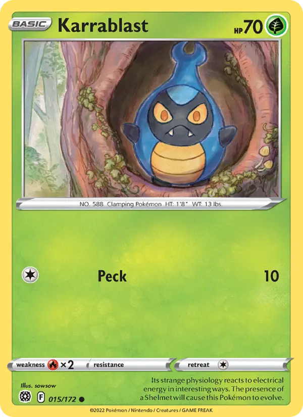 Karrablast Common Pokemon card #015 from Brilliant Stars