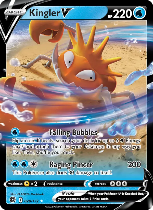 Kingler V Holo Rare V Pokemon card #028 from Brilliant Stars