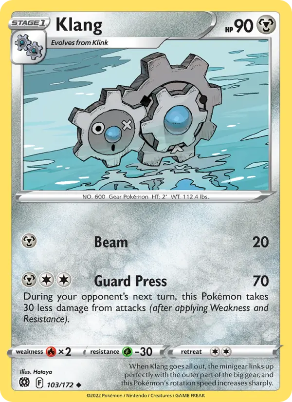 Klang Uncommon Pokemon card #103 from Brilliant Stars