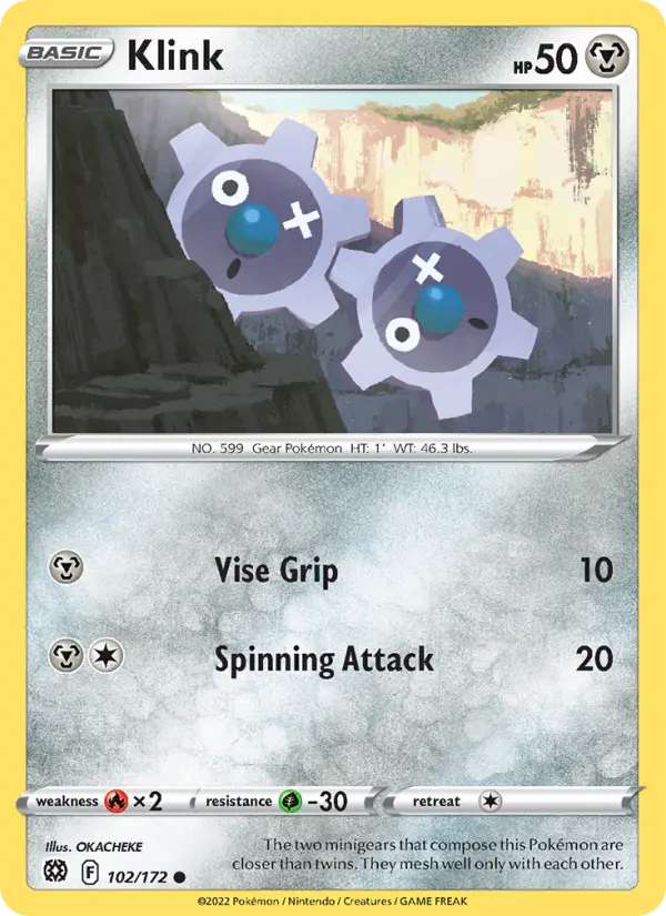 Klink Common Pokemon card #102 from Brilliant Stars