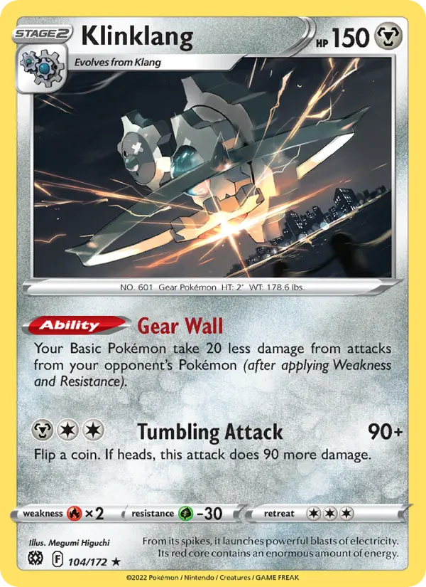 Klinklang Rare Pokemon card #104 from Brilliant Stars