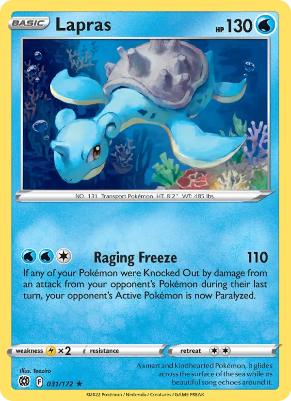 Lapras Rare Pokemon card #031 from Brilliant Stars