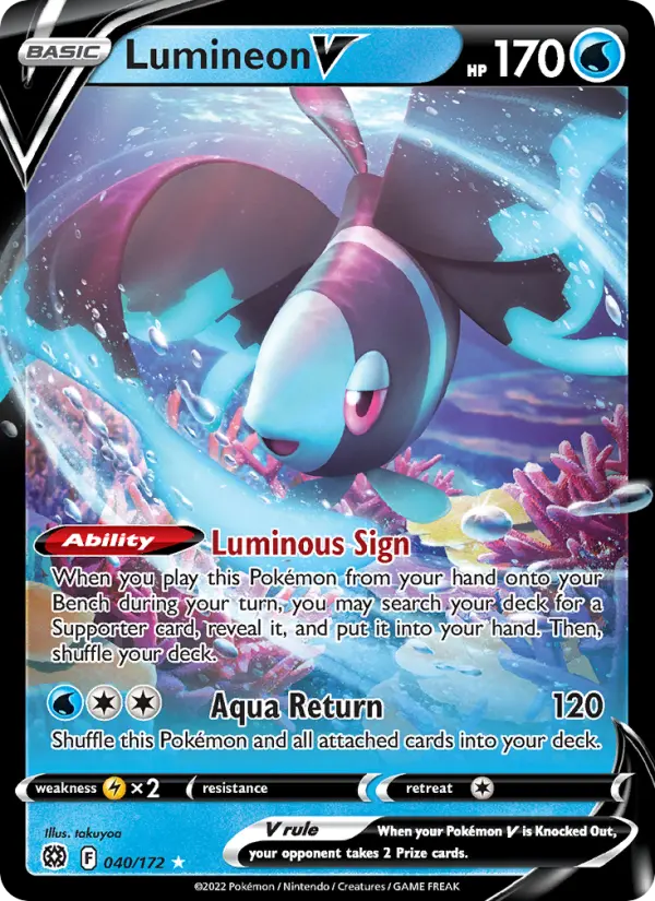 Lumineon V Holo Rare V Pokemon card #040 from Brilliant Stars
