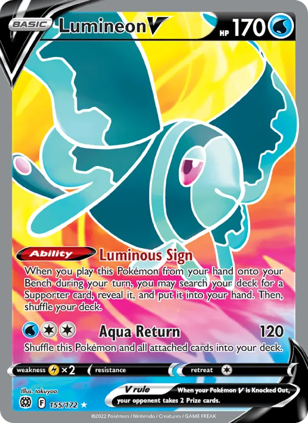 Lumineon V Ultra Rare Pokemon card #155 from Brilliant Stars