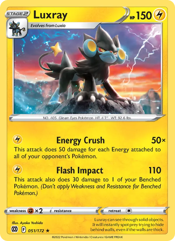 Luxray Rare Pokemon card #051 from Brilliant Stars