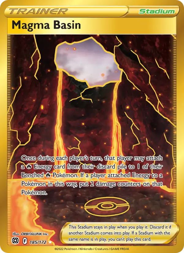 Magma Basin Secret Rare Pokemon card #185 from Brilliant Stars