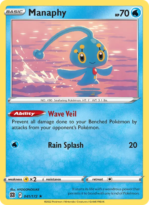 Manaphy Rare Pokemon card #041 from Brilliant Stars