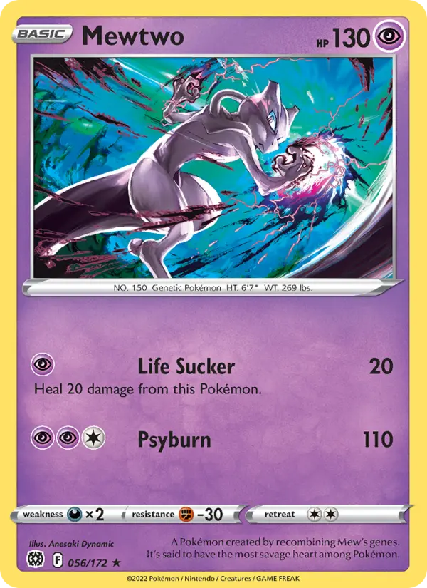 Mewtwo Rare Pokemon card #056 from Brilliant Stars