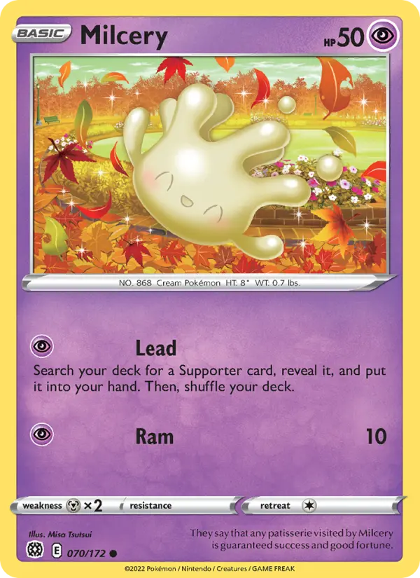 Milcery Common Pokemon card #070 from Brilliant Stars