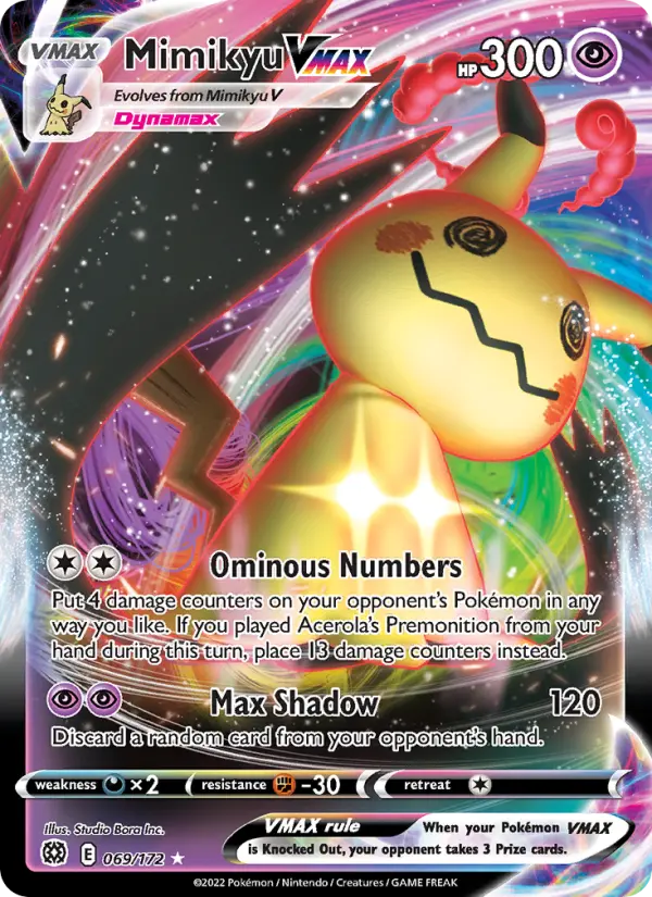 Mimikyu VMAX Holo Rare VMAX Pokemon card #069 from Brilliant Stars