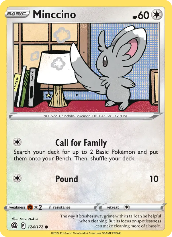 Minccino Common Pokemon card #124 from Brilliant Stars