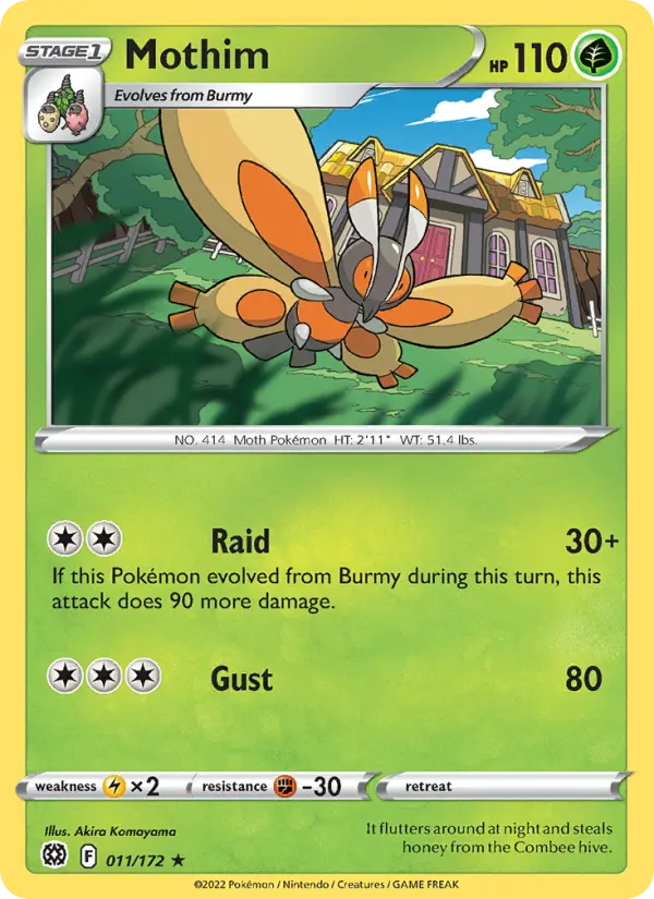 Mothim Rare Pokemon card #011 from Brilliant Stars