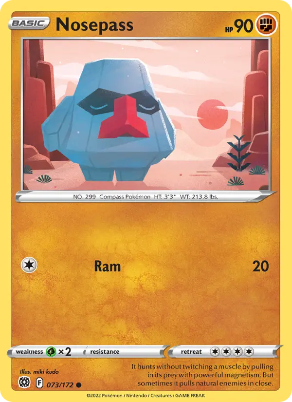 Nosepass Common Pokemon card #073 from Brilliant Stars
