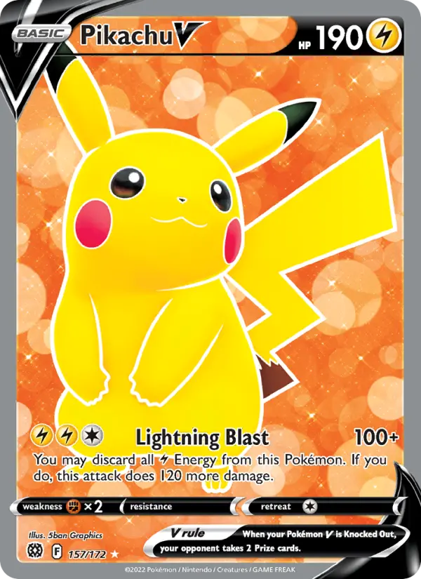 Pikachu V Ultra Rare Pokemon card #157 from Brilliant Stars