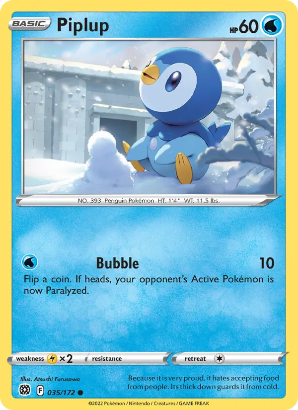 Piplup Common Pokemon card #035 from Brilliant Stars