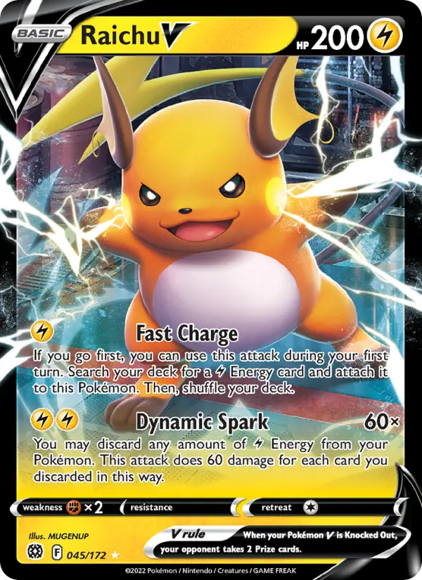 Raichu V Holo Rare V Pokemon card #045 from Brilliant Stars