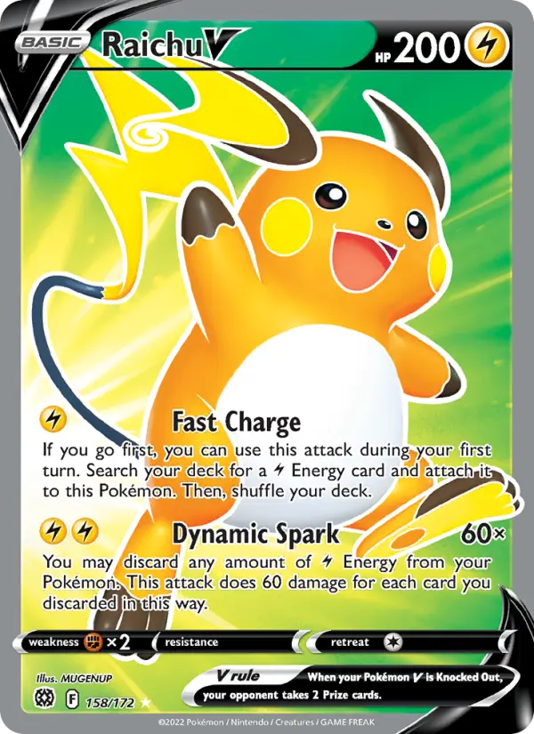 Raichu V Ultra Rare Pokemon card #158 from Brilliant Stars