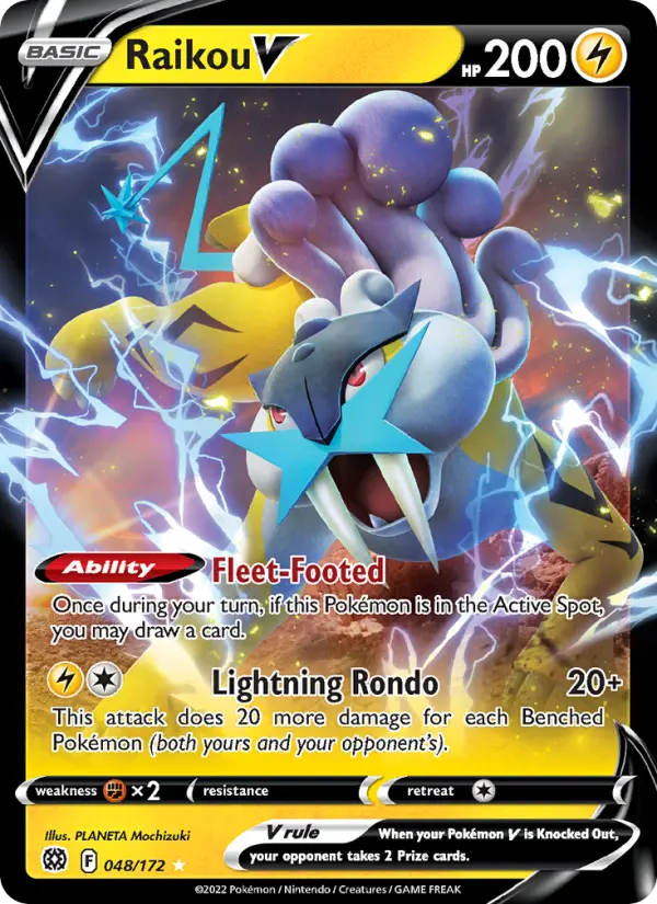 Raikou V Holo Rare V Pokemon card #048 from Brilliant Stars