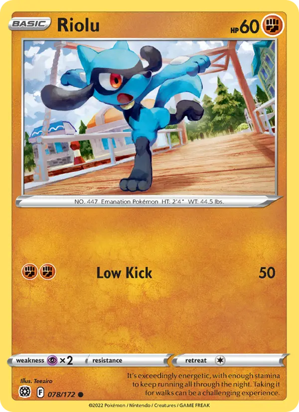 Riolu Common Pokemon card #078 from Brilliant Stars