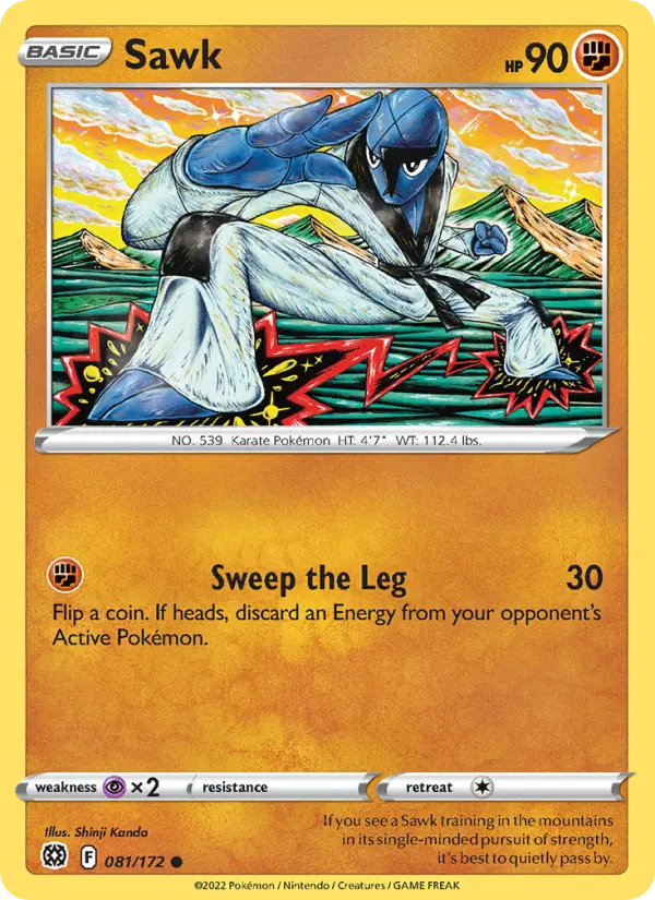 Sawk Common Pokemon card #081 from Brilliant Stars