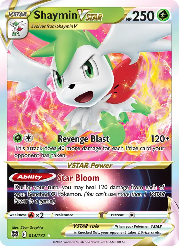 Shaymin VSTAR Holo Rare VSTAR Pokemon card #014 from Brilliant Stars
