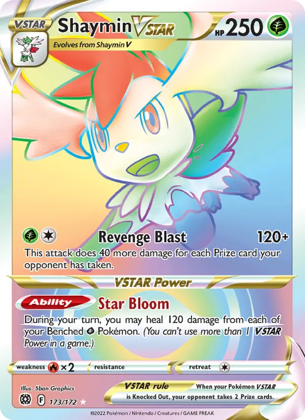 Shaymin VSTAR Secret Rare Pokemon card #173 from Brilliant Stars